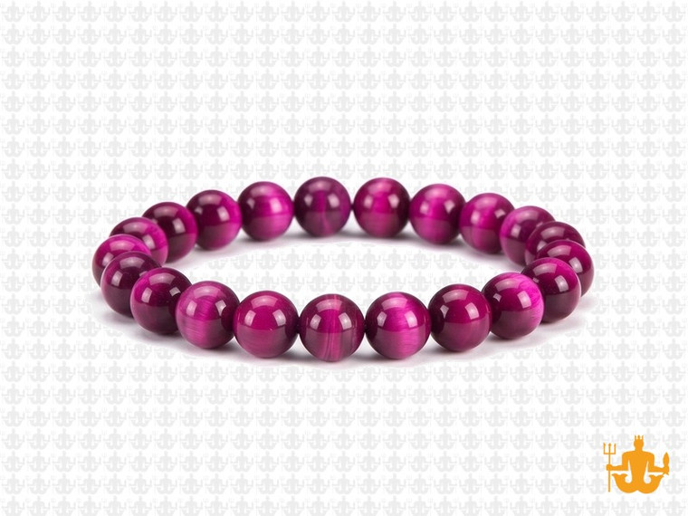 8mm Pink Tiger Eye Elastic Bracelet 7.5" dyed [b3g3f]