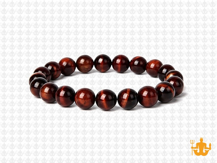 8mm Red Tiger Eye Elastic Bracelet 7.5" heated [b3g3r]