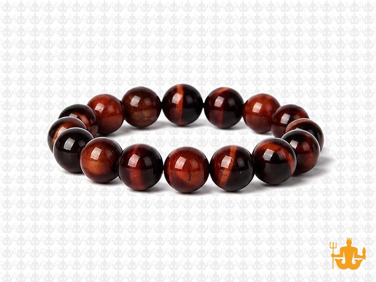 10mm Red Tiger Eye Elastic Bracelet 7.5" heated [b4g3r]