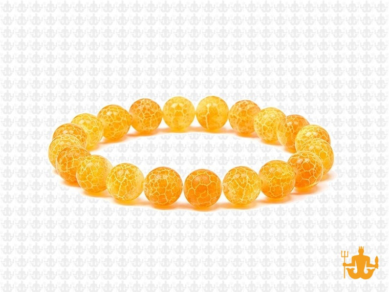 8mm Orange Spider Agate Elastic Bracelet 7.5" dyed [b3f31h]