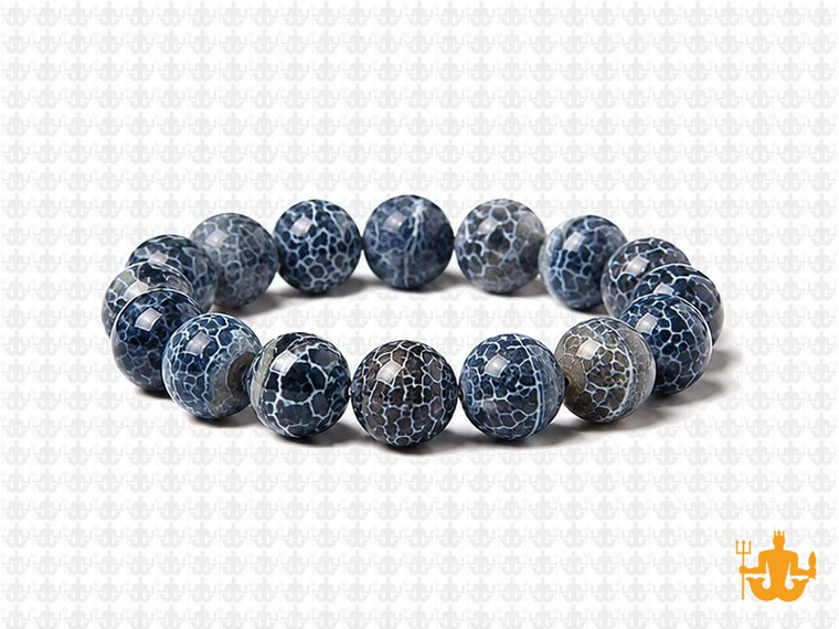 10mm Black Spider Agate Elastic Bracelet 7.5" dyed [b4f31k]