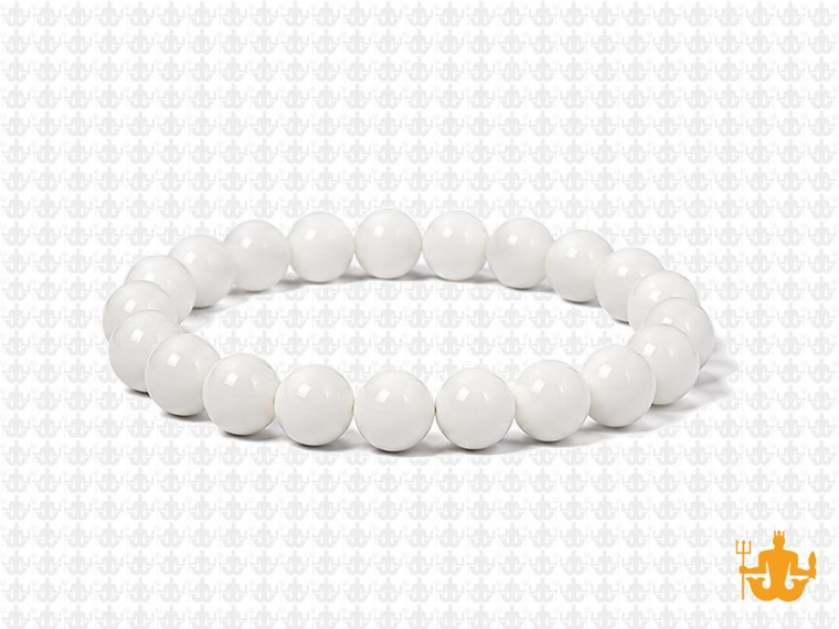 8mm White Obsidian Elastic Bracelet 7.5" dyed [b3b98]