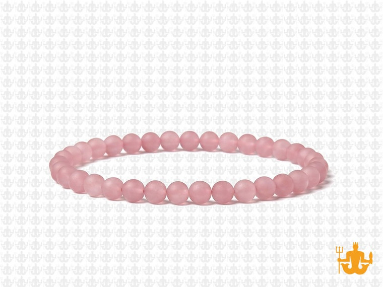 4mm Matte Rose Quartz Elastic Bracelet 7.5" dyed [b1b1m]