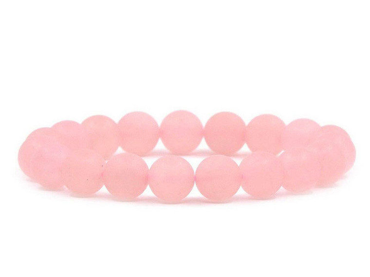 8mm Matte Rose Quartz Elastic Bracelet 7.5" dyed [b3b1m]
