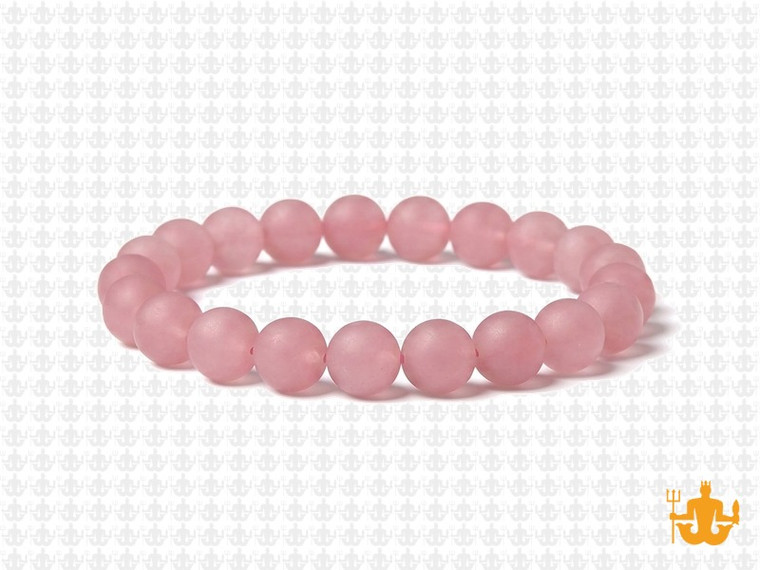 8mm Matte Rose Quartz Elastic Bracelet 7.5" dyed [b3b1m]