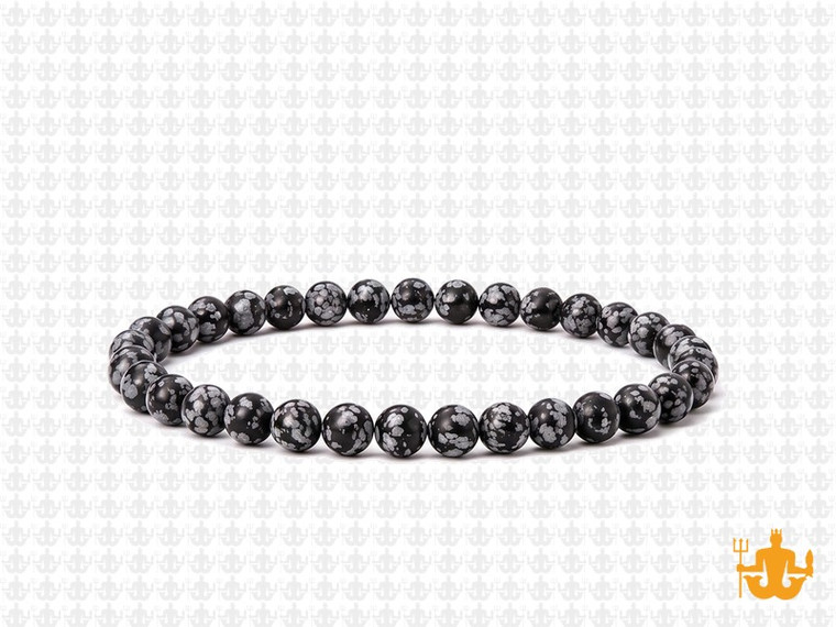 4mm Matte Snowflake Obsidian Elastic Bracelet 7.5" natural [b1b25m]
