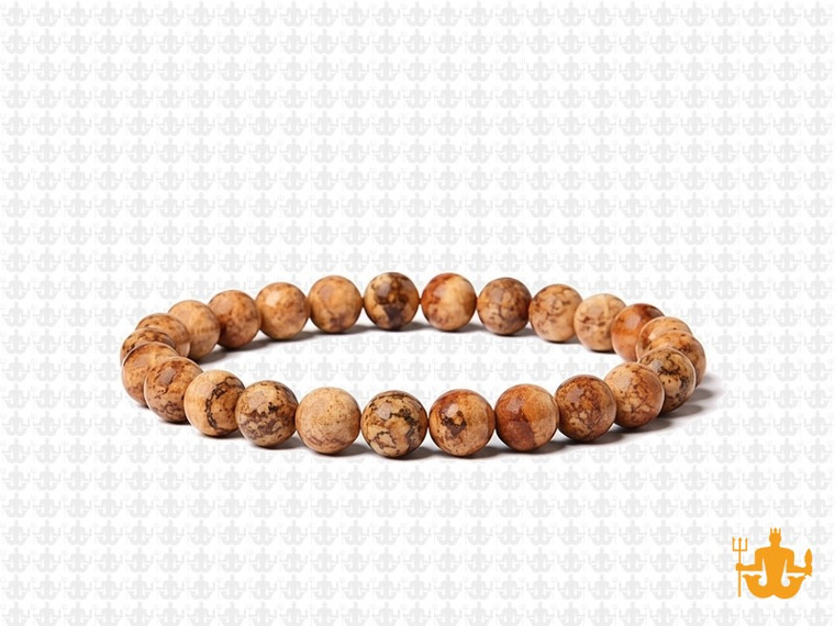 6mm Matte Picture Jasper Elastic Bracelet 7.5" natural [b2b26m]