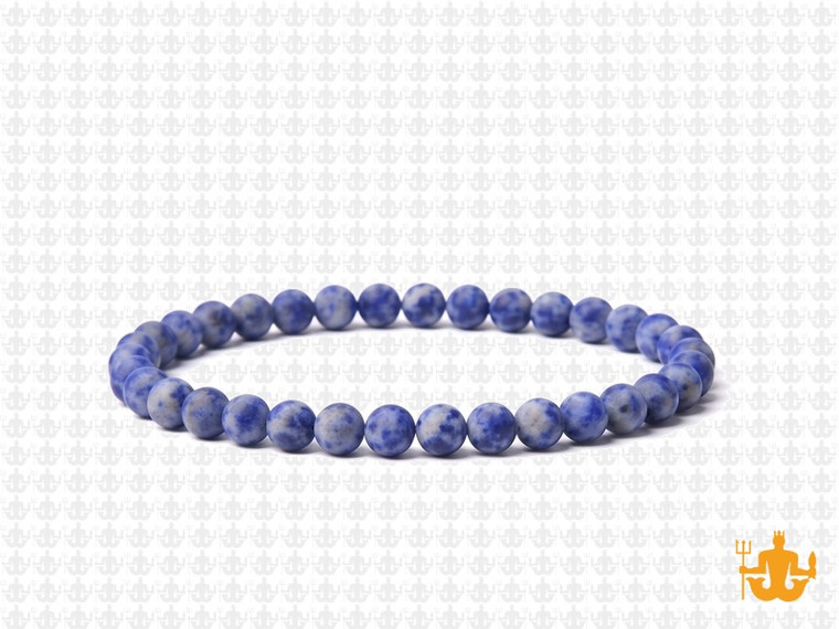 4mm Matte Denim Lapis Elastic Bracelet 7.5" natural [b1b27m]