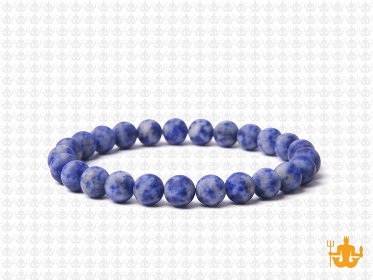 6mm Matte Denim Lapis Elastic Bracelet 7.5" natural [b2b27m]