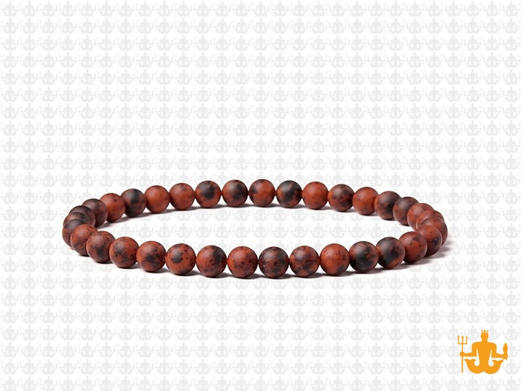 4mm Matte Mahogany Obsidian Elastic Bracelet 7.5" natural [b1b28m]