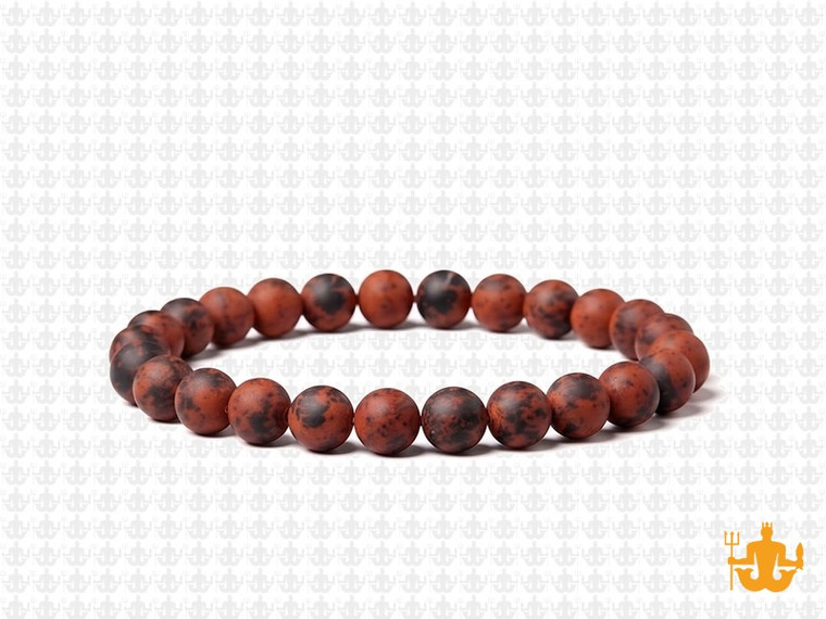 6mm Matte Mahogany Obsidian Elastic Bracelet 7.5" natural [b2b28m]