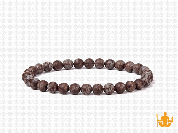 4mm Matte Brown Snowflake Elastic Bracelet 7.5" natural [b1b4m]