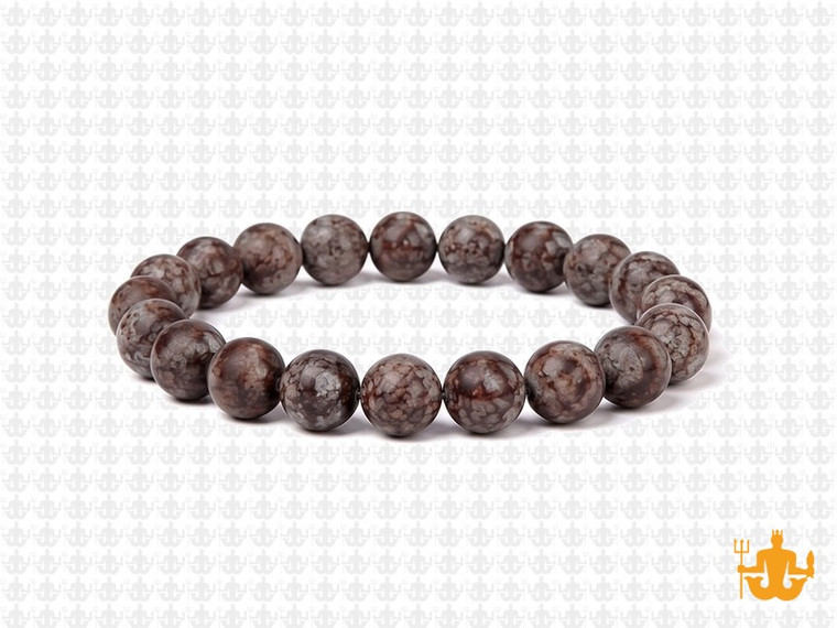8mm Matte Brown Snowflake Elastic Bracelet 7.5" natural [b3b4m]
