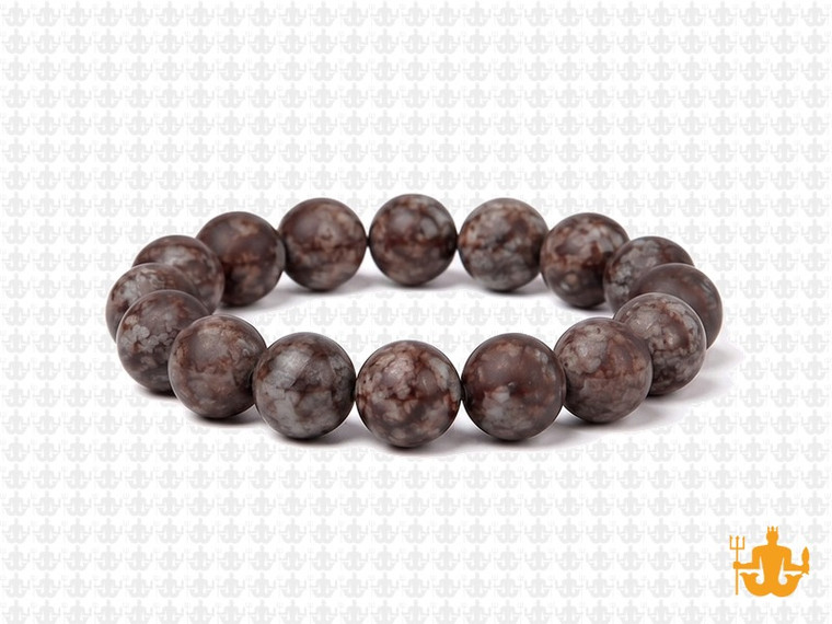 10mm Matte Brown Snowflake Elastic Bracelet 7.5" natural [b4b4m]