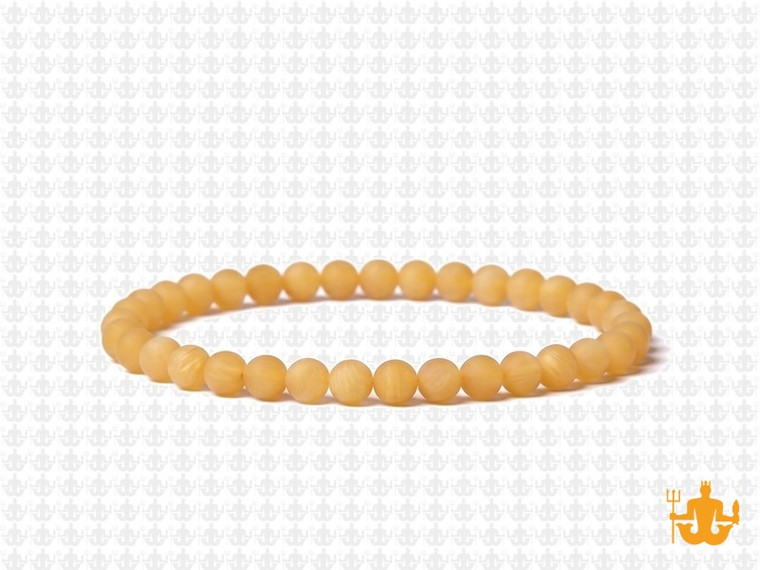 4mm Matte Yellow Chalcedony Elastic Bracelet 7.5" dyed [b1b92m]