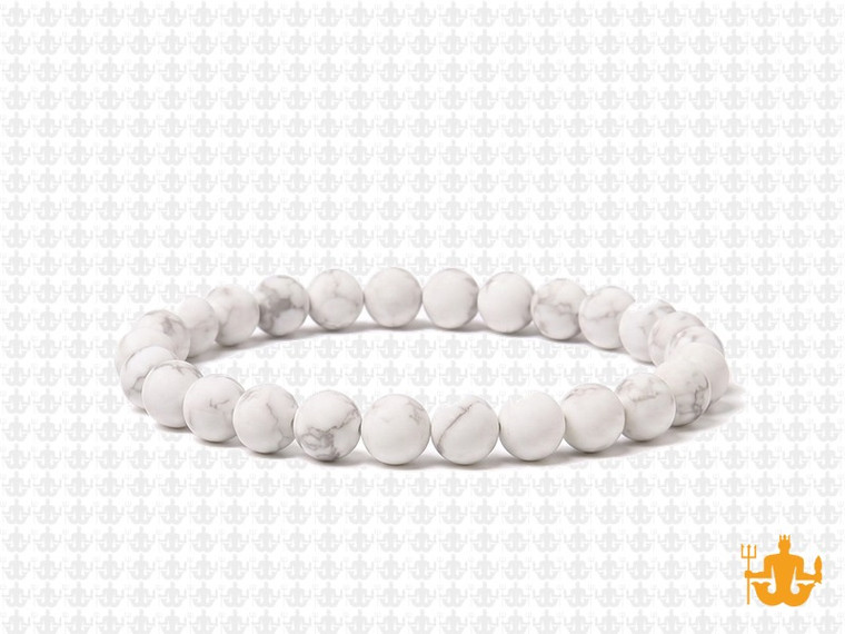 6mm Matte White Howlite Elastic Bracelet 7.5" natural [b2b9m]
