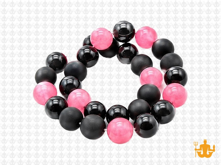 10mm Agate & Pink Jade Round Beads 15.5" dyed [10x17]
