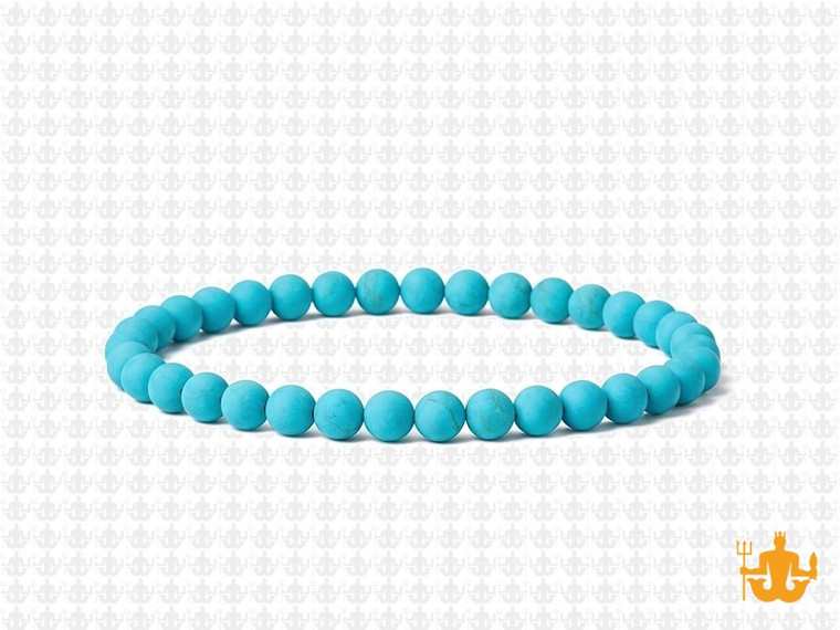 4mm Matte Blue Turquoise Elastic Bracelet 7.5" stabilized [b1d21m]