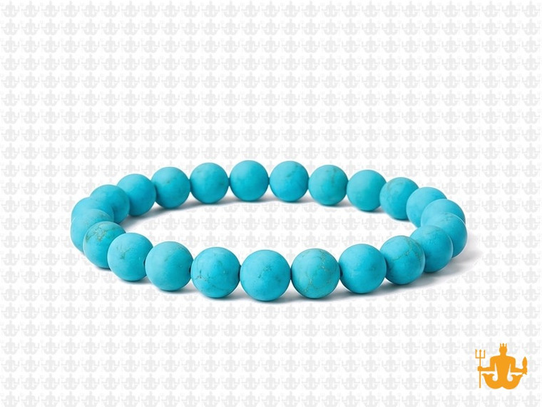 6mm Matte Blue Turquoise Elastic Bracelet 7.5" stabilized [b2d21m]