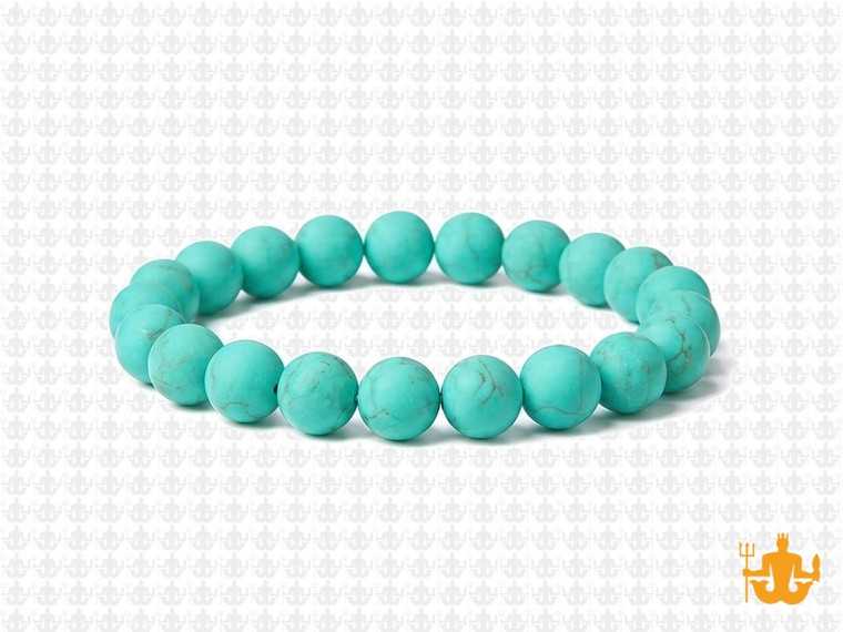 8mm Matte Green Turquoise Elastic Bracelet 7.5" stabilized [b3d22m]