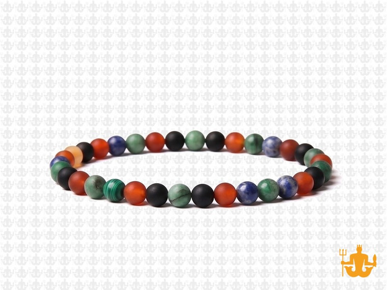 4mm Matte Mix Agate Elastic Bracelet 7.5" dyed [b1d29m]