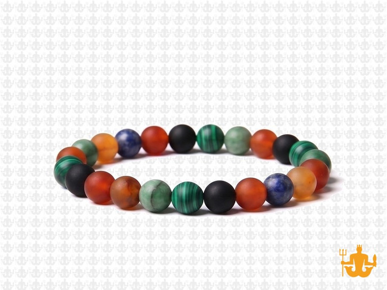 6mm Matte Mix Agate Elastic Bracelet 7.5" dyed [b2d29m]