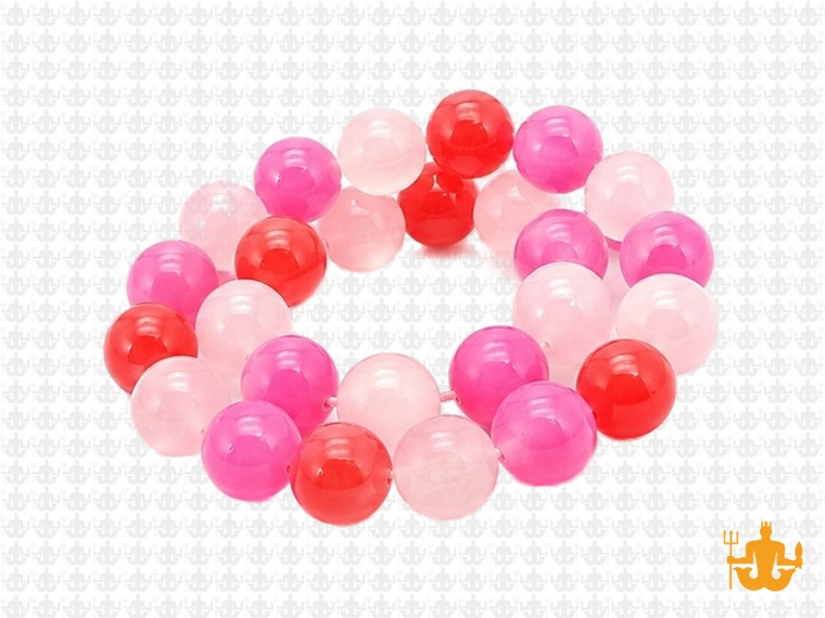 10mm Mix Pink Jade Round Beads 15.5" dyed [10x21]