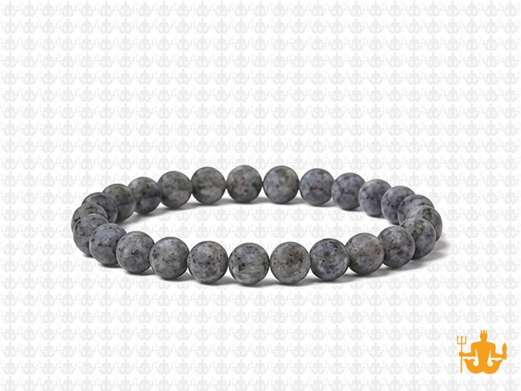 6mm Matte Black Labradorite Elastic Bracelet 7.5" natural [b2d40m]