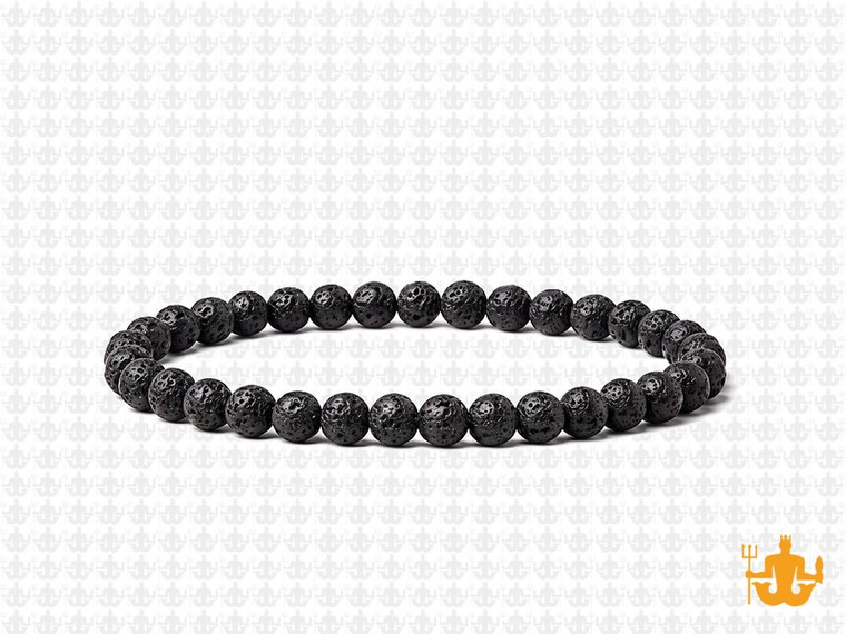 4mm Matte Volcano Black Lava Elastic Bracelet 7.5" natural [b1d50m]