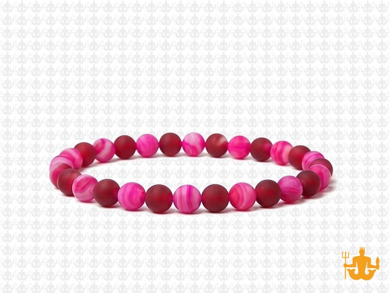 4mm Matte Rose Agate Elastic Bracelet 7.5" dyed [b1f11m]