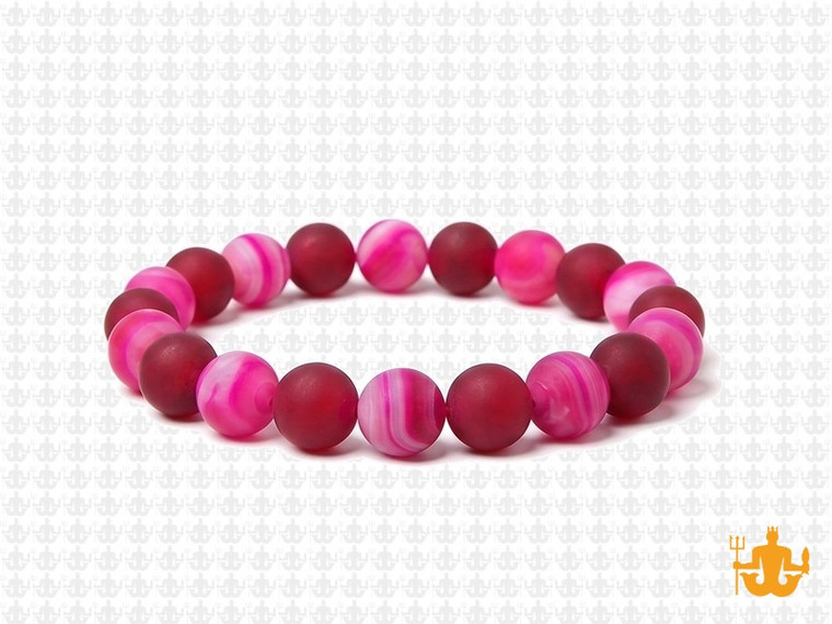 8mm Matte Rose Agate Elastic Bracelet 7.5" dyed [b3f11m]