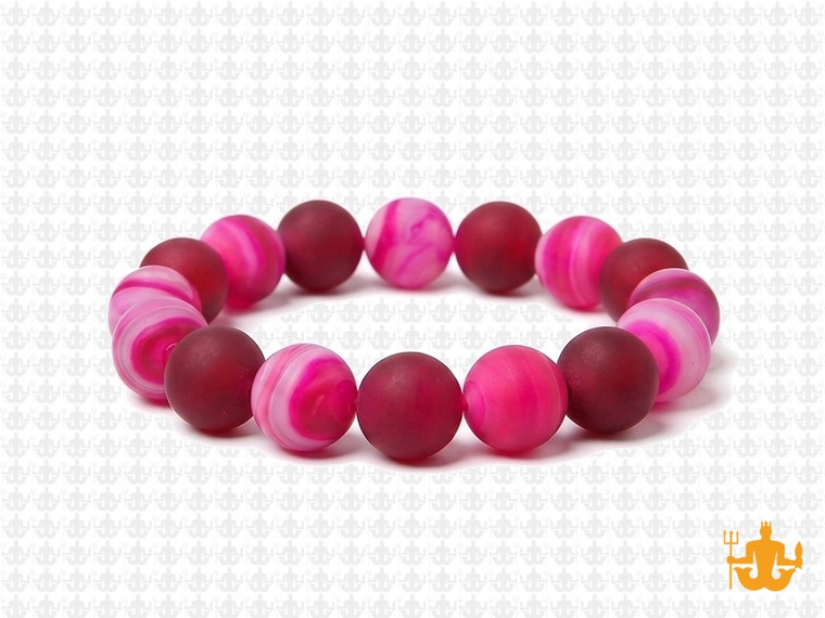 10mm Matte Rose Agate Elastic Bracelet 7.5" dyed [b4f11m]