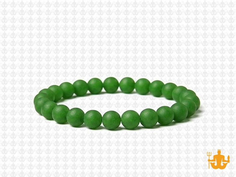 6mm Matte Green Agate Elastic Bracelet 7.5" dyed [b2f13m]