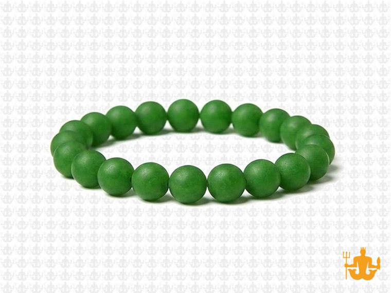 8mm Matte Green Agate Elastic Bracelet 7.5" dyed [b3f13m]