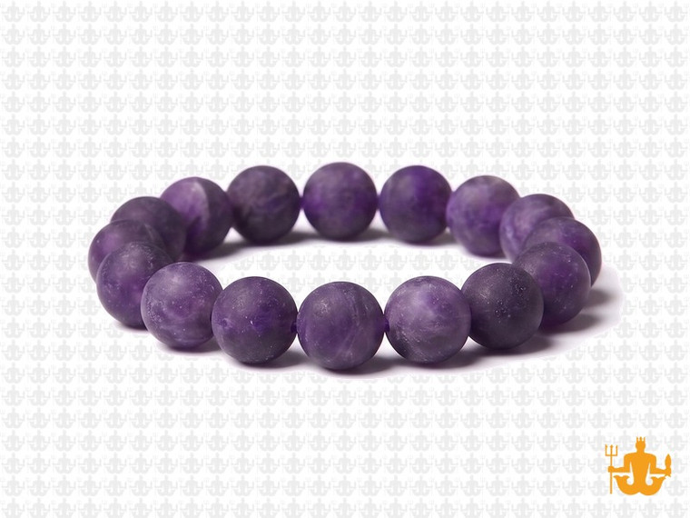 10mm Matte Purple Agate Elastic Bracelet 7.5" dyed [b4f14m]