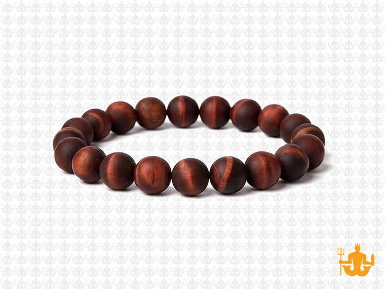 8mm Matte Red Tiger Eye Elastic Bracelet 7.5" heated [b3g3rm]