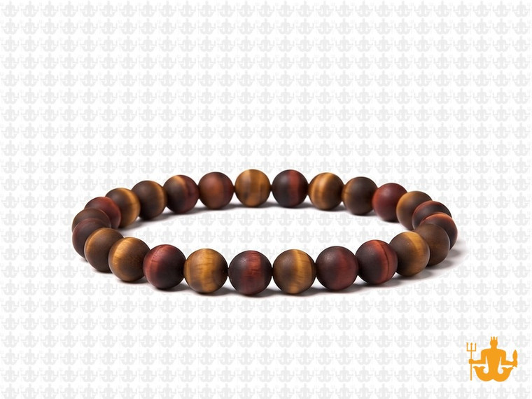 6mm Matte Golden & Red Tiger Eye Elastic Bracelet 7.5" heated [b2g3sm]