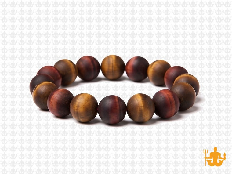10mm Matte Golden & Red Tiger Eye Elastic Bracelet 7.5" heated [b4g3sm]