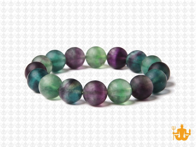 10mm Matte Rainbow Fluorite Elastic Bracelet 7.5" natural [b4r8m]