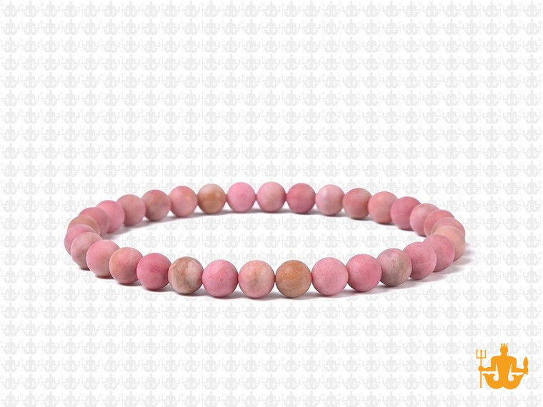 4mm Matte Pink Rhodonite Elastic Bracelet 7.5" natural [b1r15m]