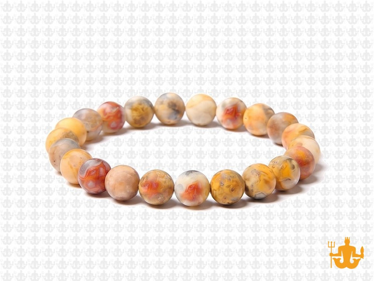 8mm Matte Crazy Lace Agate Elastic Bracelet 7.5" natural [b3r28m]