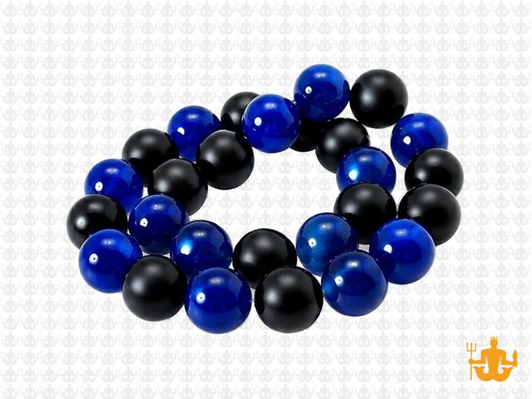 10mm Blue Jade & Obsidian Round Beads 15.5" dyed [10x48]