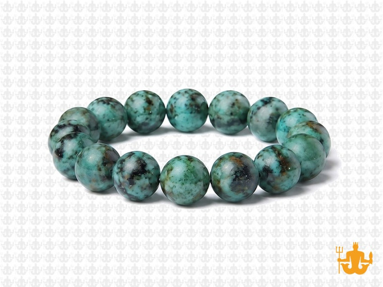 10mm Matte Africa Turquoise Elastic Bracelet 7.5" natural [b4r65m]