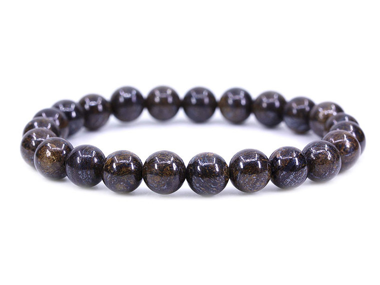 8mm Matte Bronzite Elastic Bracelet 7.5" natural [b3r72m]