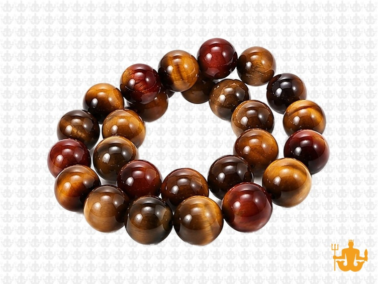 10mm Golden & Red Tiger Eye Round Beads 15.5" heated [10g3s]