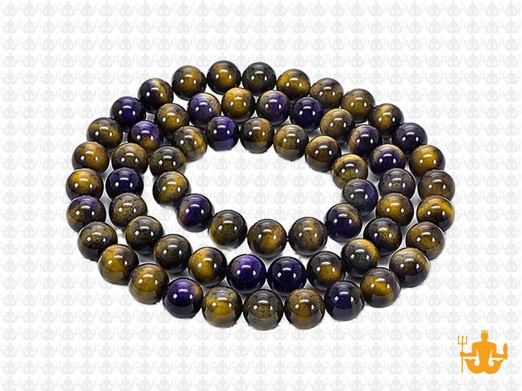 6mm Golden & Purple Tiger Eye Round Beads 15.5" heated [6g3yp]