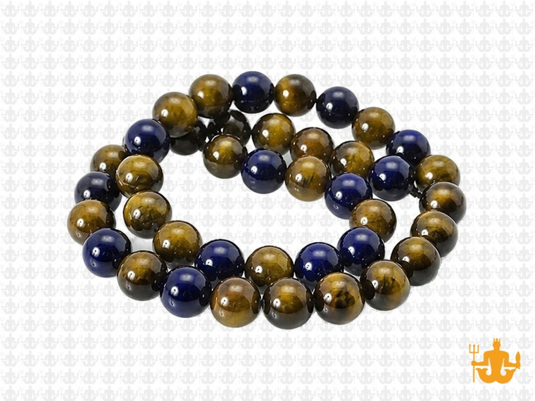 8mm Golden & Blue Tiger Eye Round Beads 15.5" heated [8g3yb]
