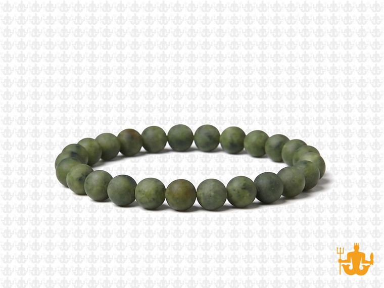 6mm Matte Nephrite Jade elastic Bracelet [b2a18m]