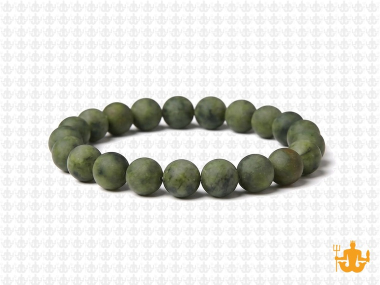 8mm Matte Nephrite Jade elastic Bracelet [b3a18m]