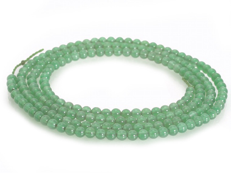 3-3.3mm Light Green Aventurine Round Beads 15.5" dyed [3b2]